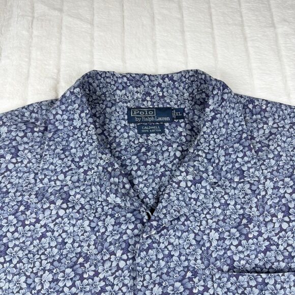 VTG Polo Ralph Lauren Shirt Caldwell Men XL Hawaiian Floral Camp Loop Collar AOP - Picture 6 of 10